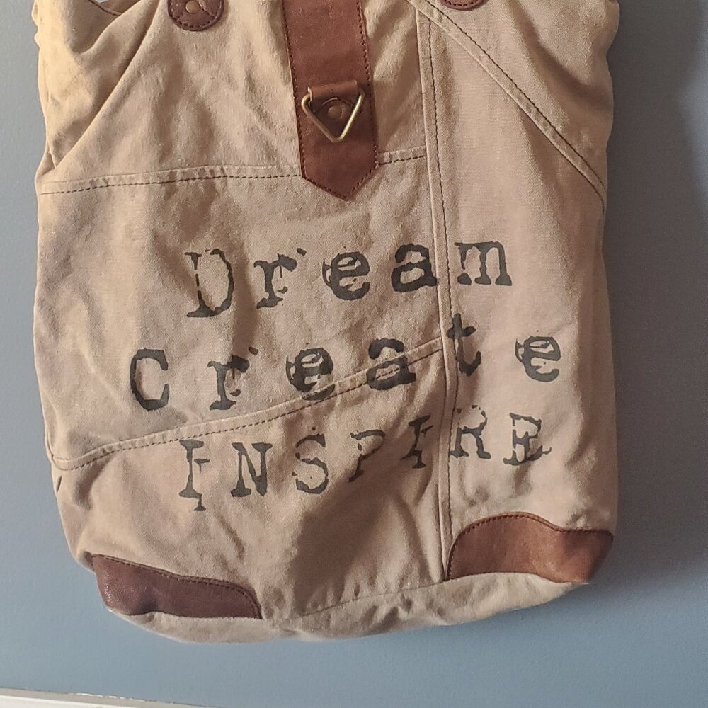 Large Tote Bag Dream Create Inspire Duffel or Canvas Material